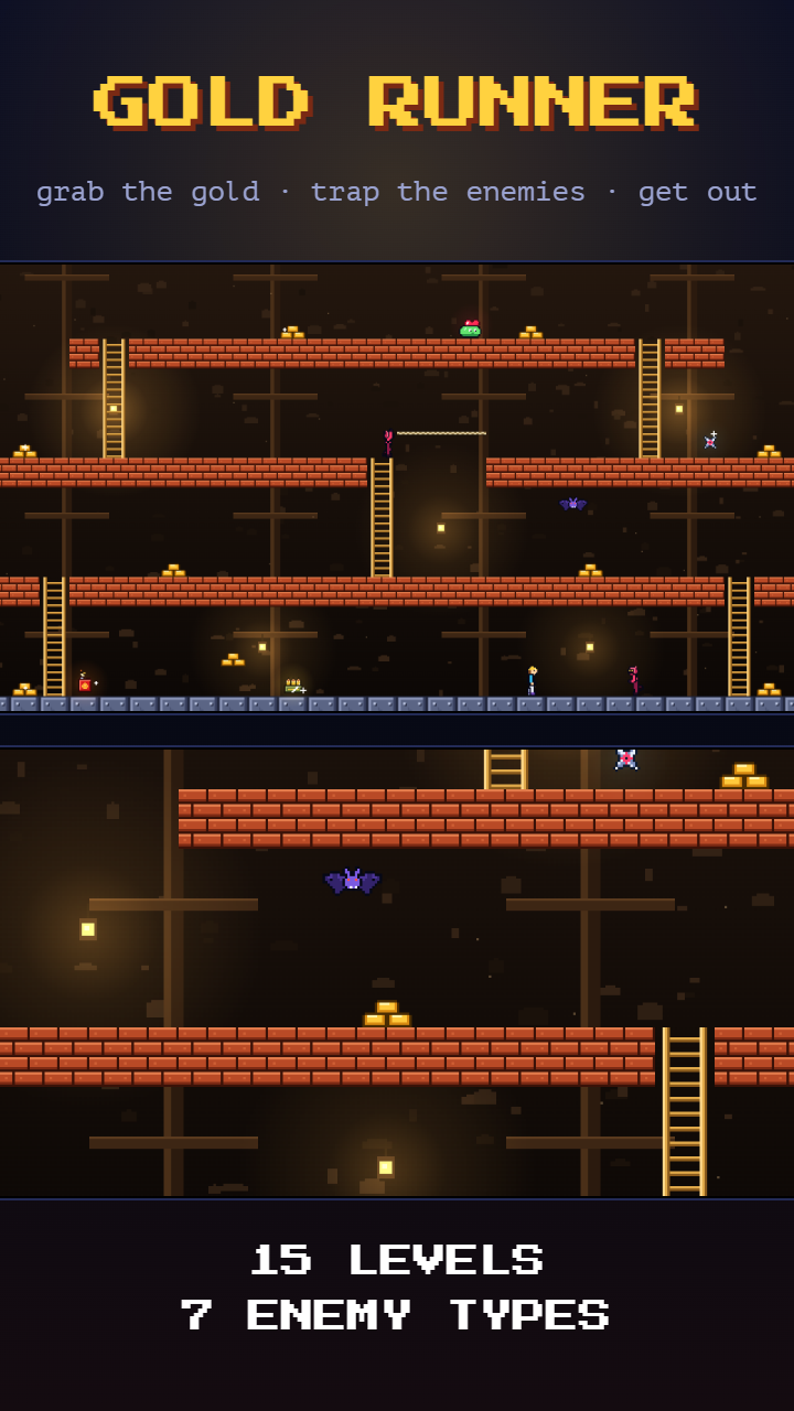 Gold Runner level and a close-up of the action