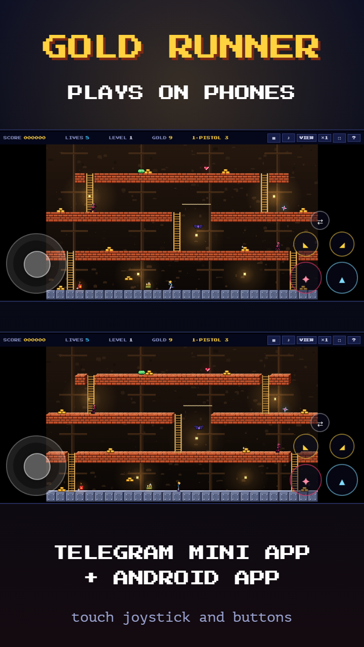The game on a phone with touch controls