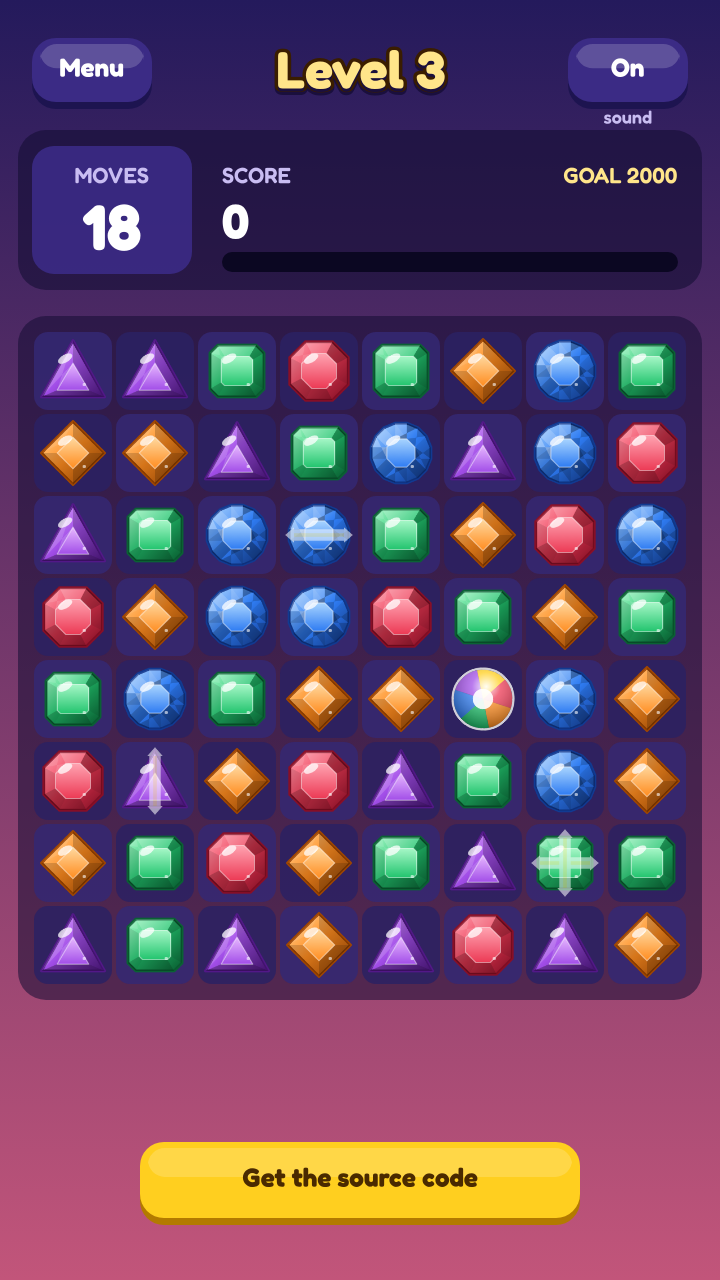 Game board with special gems