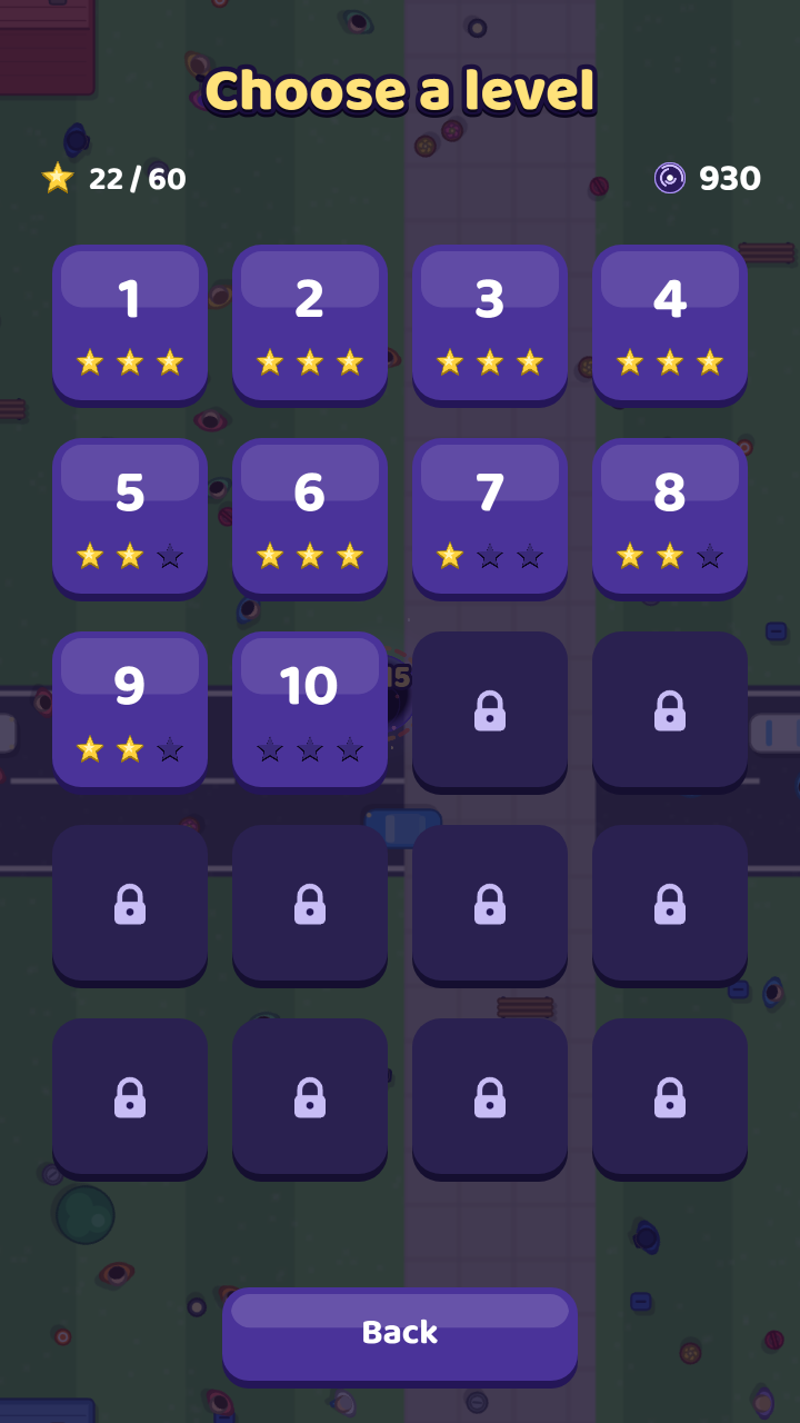 Level select with 20 levels